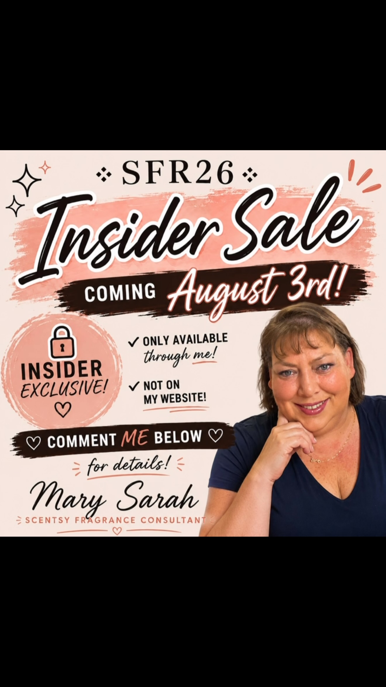 🚨 INSIDER SALE ALERT! 🚨

Coming August 3rd… oh and btw it’s ONLY available through me! 🤫✨You won’t find this one on my website! 👀 Comment ME below and I’ll send details!

#legallyscented #scentsy #islandofmisfits #marysarah